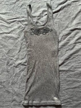 Abercrombie grey tank top with flower beaded.